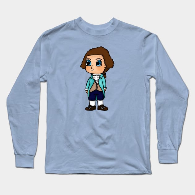 Chibi Thomas Jefferson - Small Design Long Sleeve T-Shirt by Aeriskate